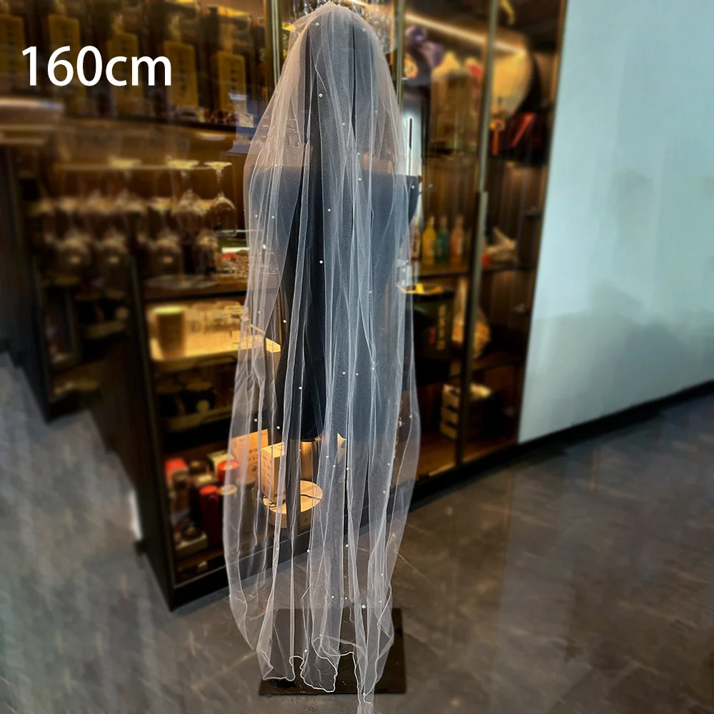 2026 New Arrival Autumn Women Bridal Veil Pearl Headband Romantic Fairy Style Wedding Hair Accessories for Marriage Registration