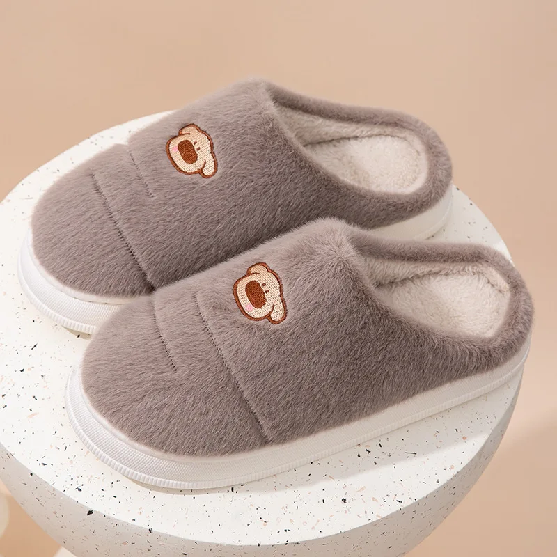 Couple Winter Home cartoon dog Slippers Men Women Cozy Plush Warm Cotton Shoes Anti Skid Thick Sole Indoor Outdoor Home Footwear
