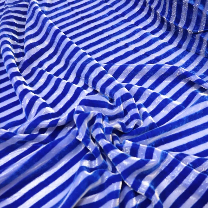 Striped Velvet Fabric 140cm Width Shiny Thread Woven Soft Burnout By Meter for Dress Wedding Gown Evening Gown DIY Sewing