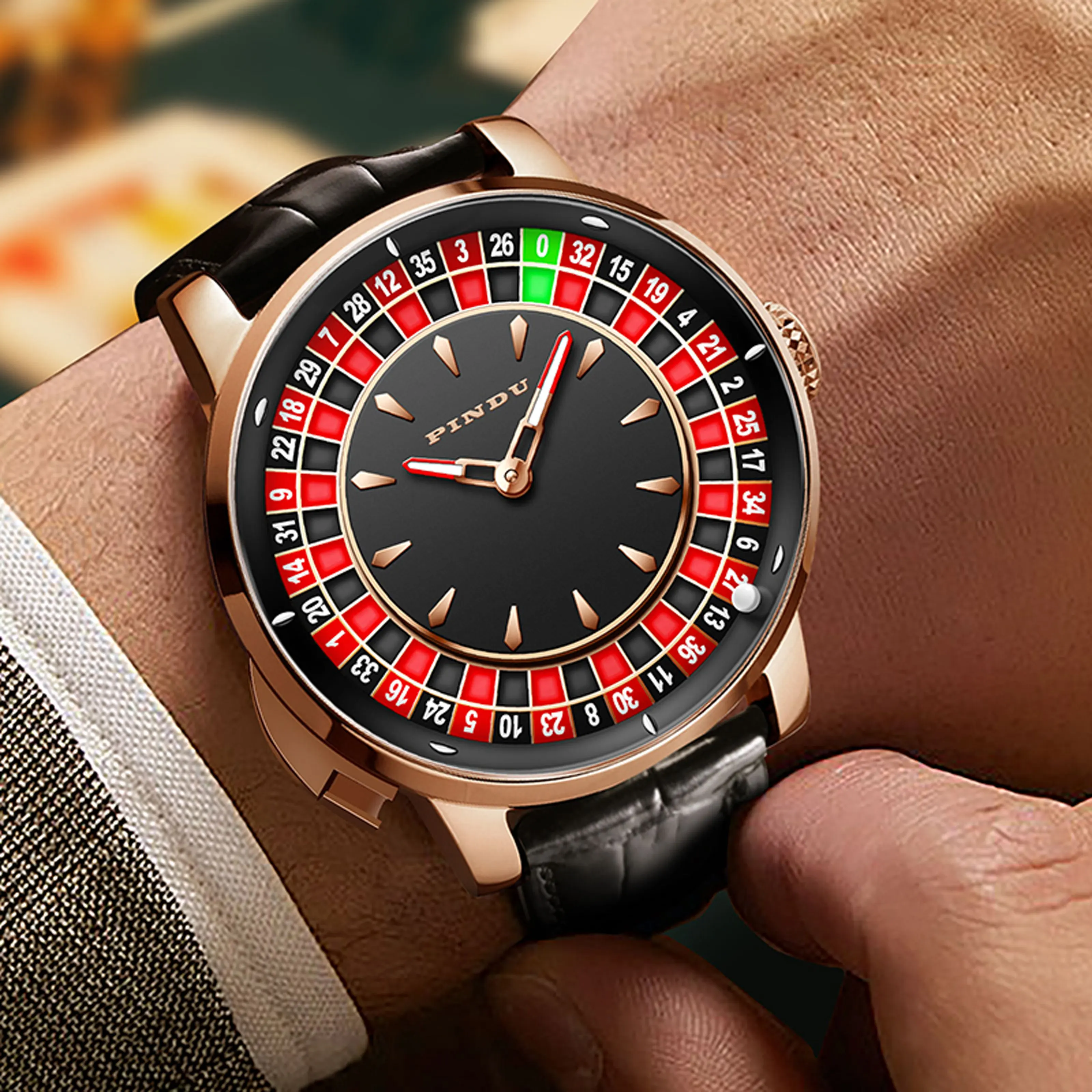 PINDU Design Neue Druckknopf-Drehmechanik Russisches Roulette Spiel 46MM Mechanische Uhr Herren NH35A Saphirglas Diamantzifferblatt Herrenuhr – Detail 7