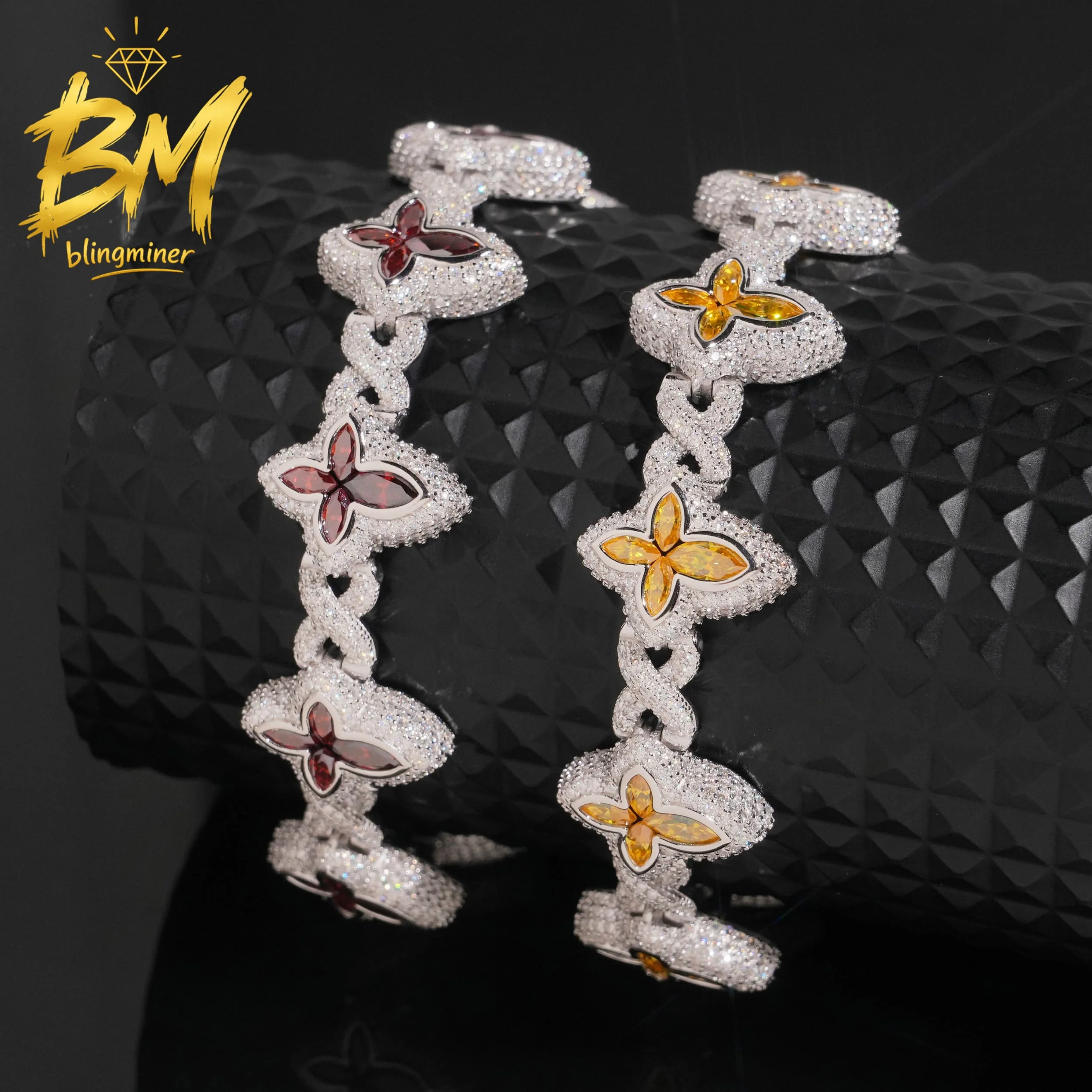 Blingminer New Arrivals 18mm Cross VVS Moissanite Bracelet Iced Out Cuban Chain For Men  S925 Silver Jewelry Pass Diamonds Teste