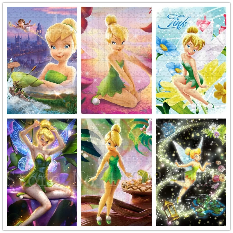 

Disney Fairies Tinker Bell Puzzles for Girls Handmade Hobbies 300/500/1000 Pieces Cartoon Puzzles Children Intelligence Toys