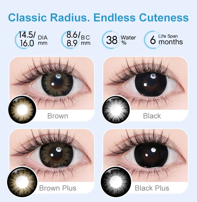 (0.00~-6.00) MAGISTER 14.5/16mm Big Eyes Natural Contacts Lenses With Degree For Daily Wear Myopia Contact Lens Color 6 Months