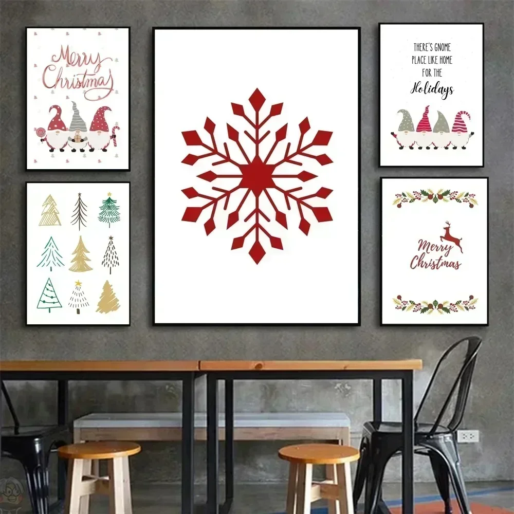 Vintage Merry Christmas Tree Deer Snow Art Poster Canvas Painting Wall P Poster