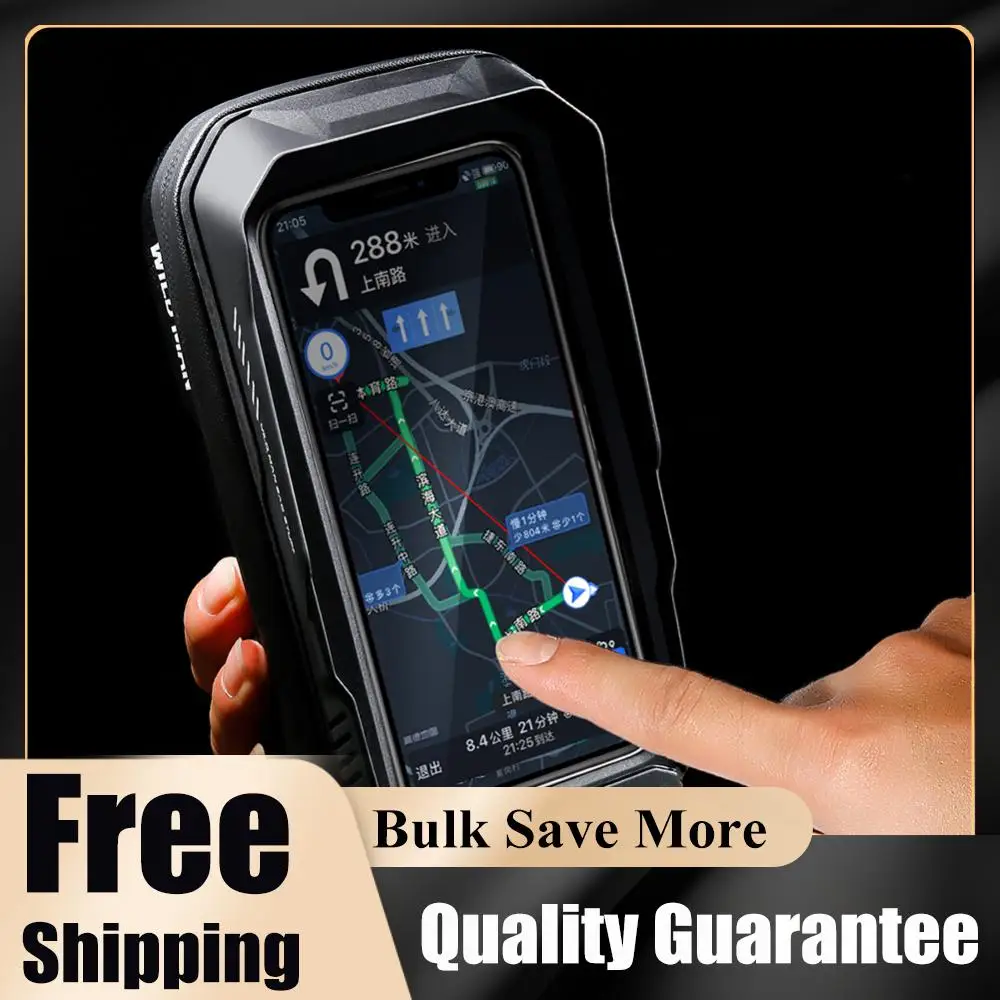 

WILD MAN Hard Shell Handlebar Bag 0.6L Mountain Bike Phone Holder Waterproof Quick Release for MTB Bike Motorcycle Cycling Bag