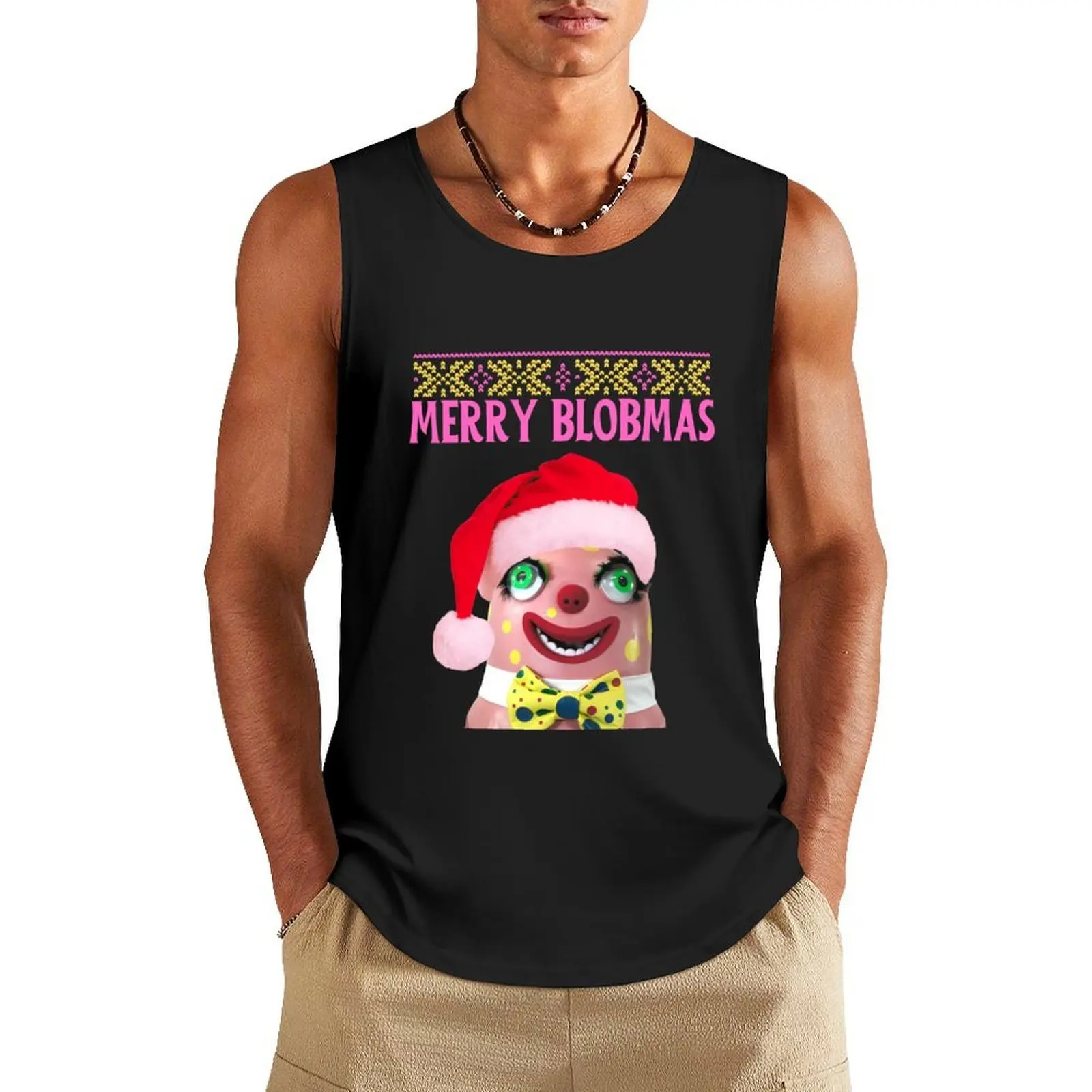 

Mr Blobby Christmas - Merry Blobmas! Tank Top Men's sleeveless Sleeveless men summer clothes for men