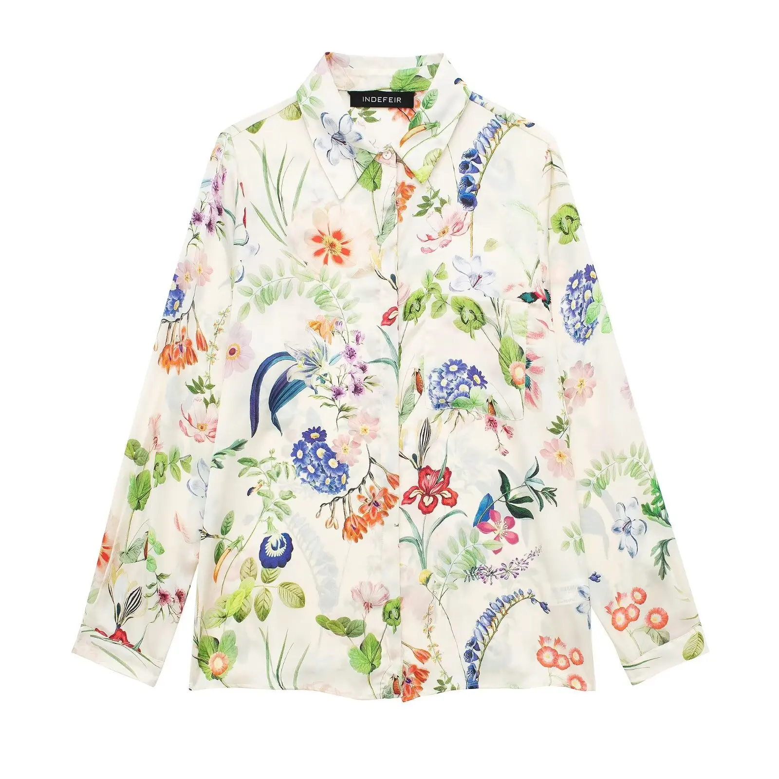 

Women's Floral Printed Satin Shirt