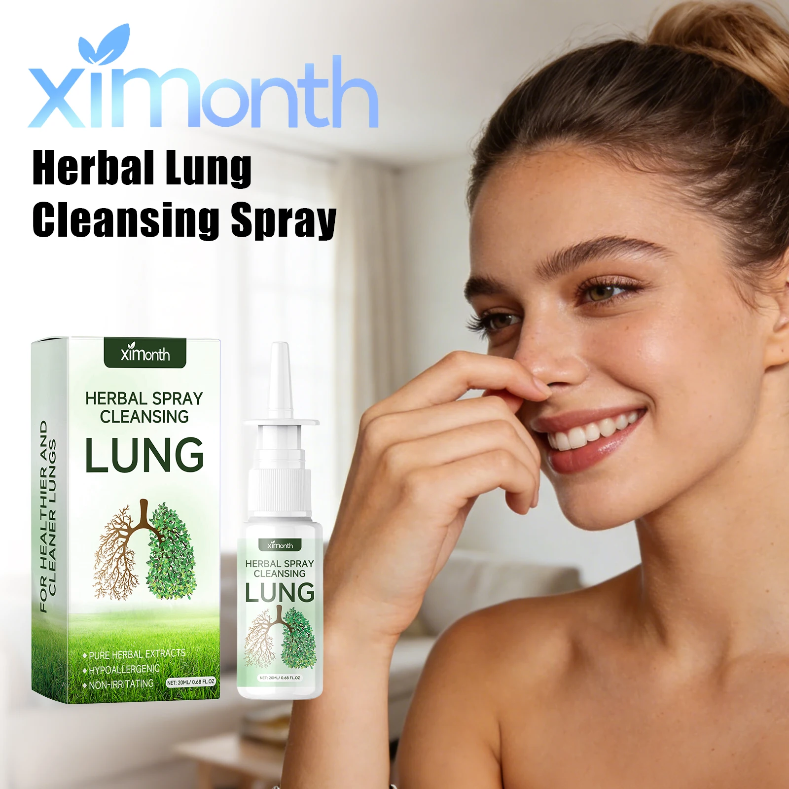 Ximonth Lung Cleansing Spray Natural Plant Extract Moisturize Respiratory Mild Clear Lung Lasting Care Herbal Lung Cleanse Spray