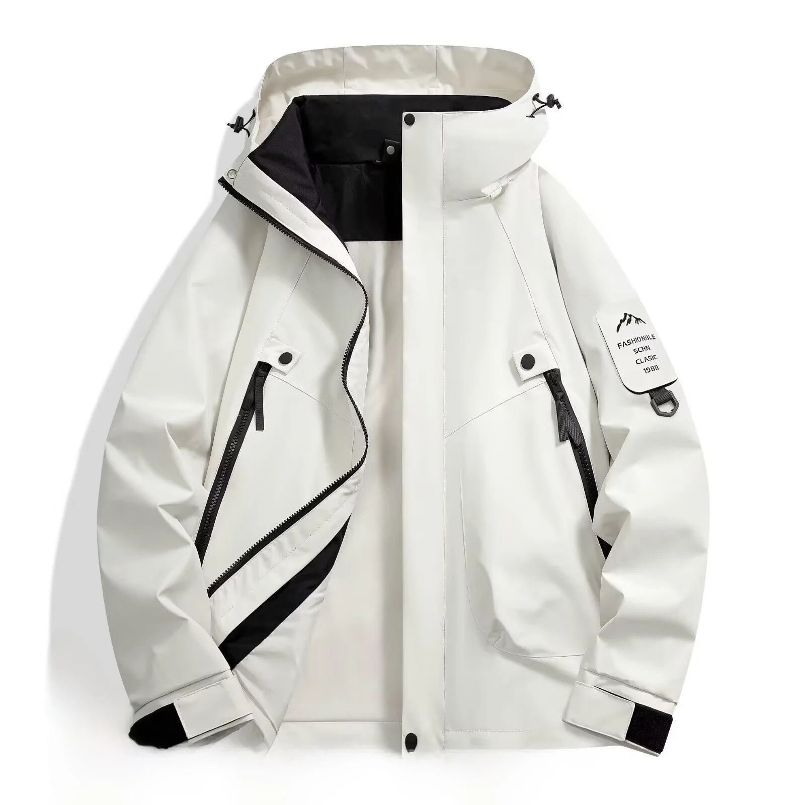 

2025 Spring Autumn Men's Hooded Jaet Cam Outdoor Climbing Windbreaker Couple's Outerwear Busin Gentleman Sle Polye...