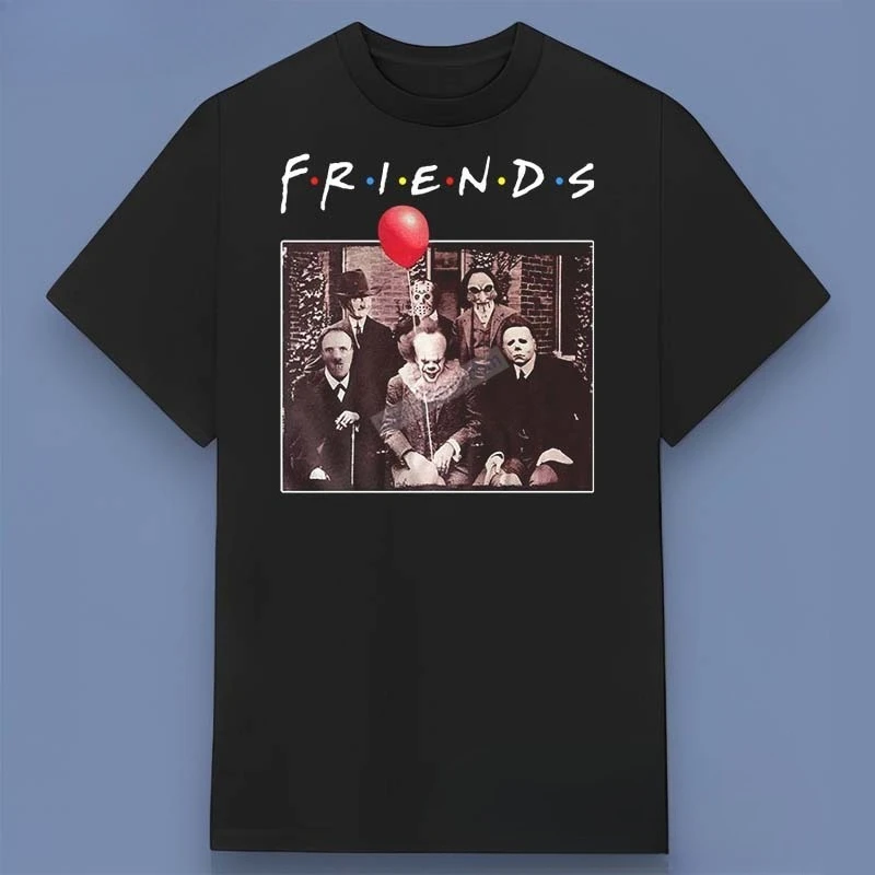 

Halloween Characters Horror Friends Graphic Printing Summer Luxury Brand Cotton Men's and Women's T-Shirts Short Sleeves