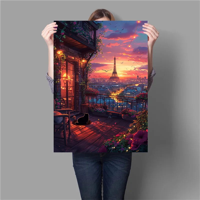 Night View Beautiful City London Paris Japan Canvas Painting Prints Poster Wall Art Mural for Modern Living Room Home Decor