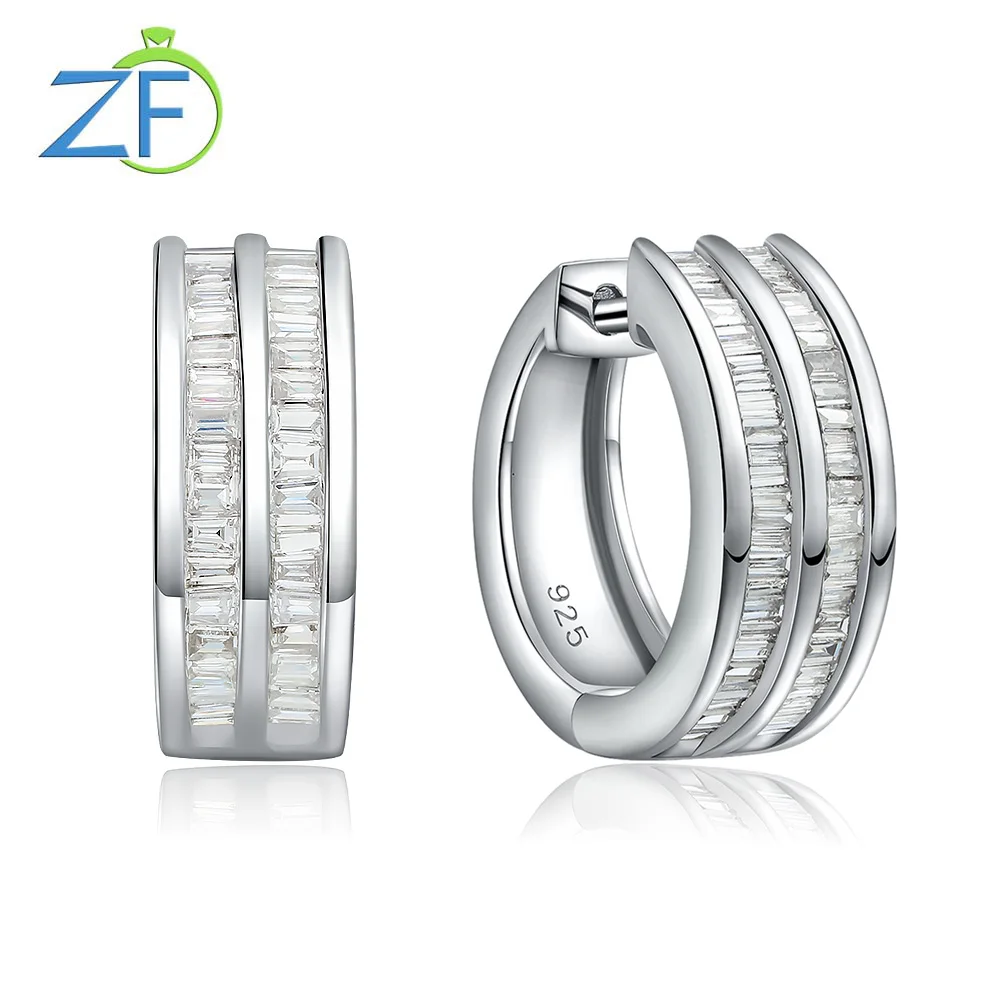 

GZ ZONGFA 925 Sterling Silve Hoop Earrings for Women 1Ct Real Natural Sparkling Diamond Earring Anniversary Gift Fine Jewelry