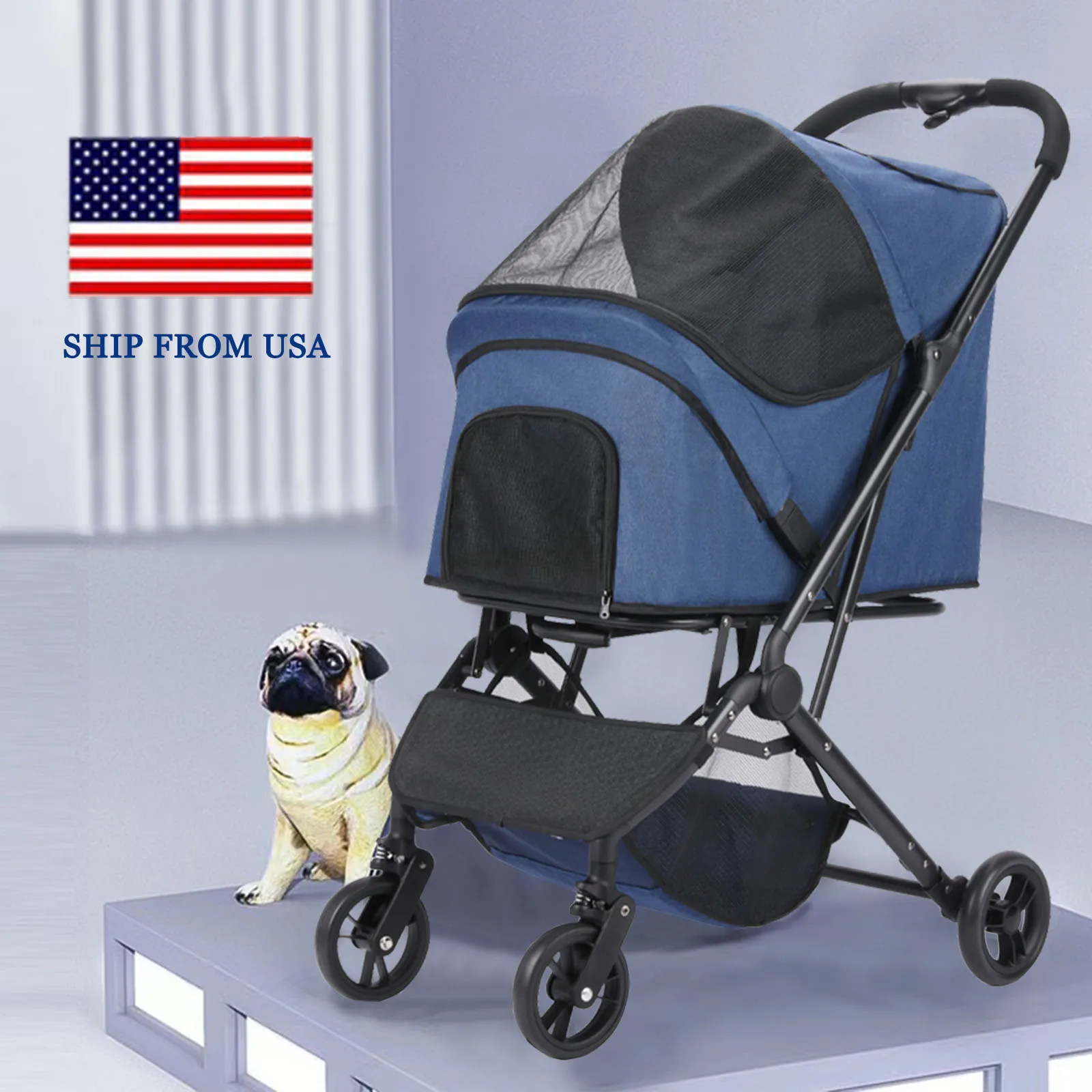 Dog/Cat/Pet Stroller fold pet trolley puppy stroller detachable pet carrier for dogs  for Small, Med, Large  Pets