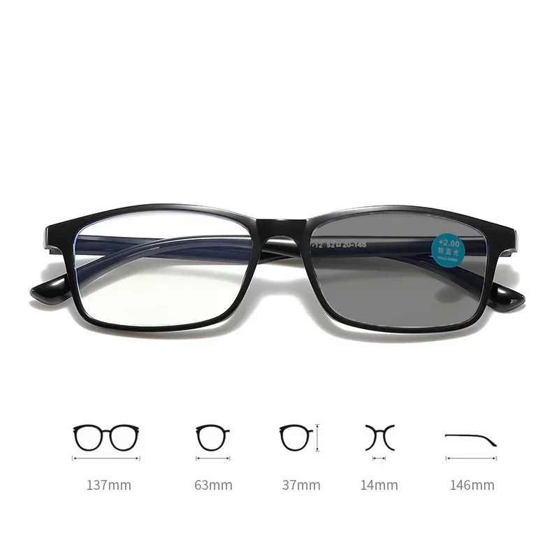 Full Frame Anti-blue Light Photochromic Presbyopia Eyewear Business Reading Glasses Outdoor High Definition Far Sight Glasses