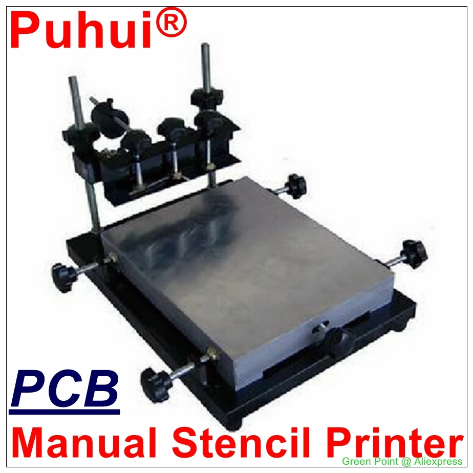 PUHUI 440x320mm precyzyjna drukarka pasty lutowniczej dostosowuje kierunek PCB średni rozmiar ręczna maszyna szablonowa jedwabna narzędzia do drukowania