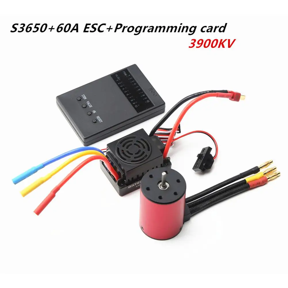 

Waterproof 3650 Brushless S3650 Motor 2300kv/3100kv/3900kv/4300kv With 60a Esc With Programming Card For Rc Car 1/8/1/10 Tamiya