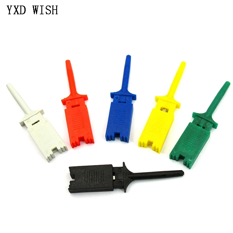 24pcs Mini Single Test Hook SMD IC 6 Colors Clip Grabbers Test Probe DIY Electronic Testing Grabber Crocodile Hook Test Clip