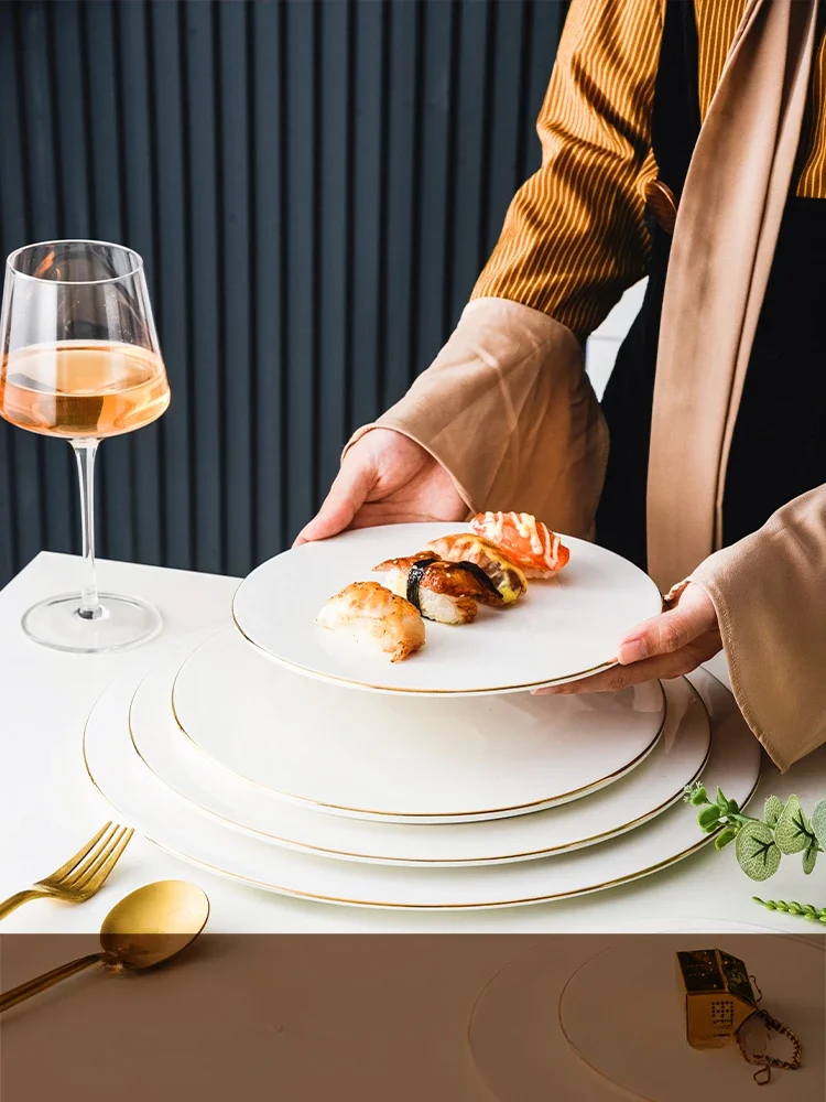 Ceramic Plate Bright White Artistic Conception Dish Western Food Inventory Heart Steak Rectangular Flat Plate Tableware