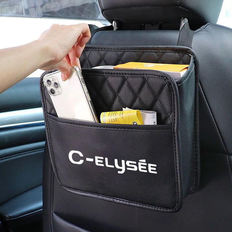 Car Multifunctional Seat Storage Bag Leather Storage Bag Garbage Bag For Citroen C-ELYSEE Auto Accessories Automobile protection