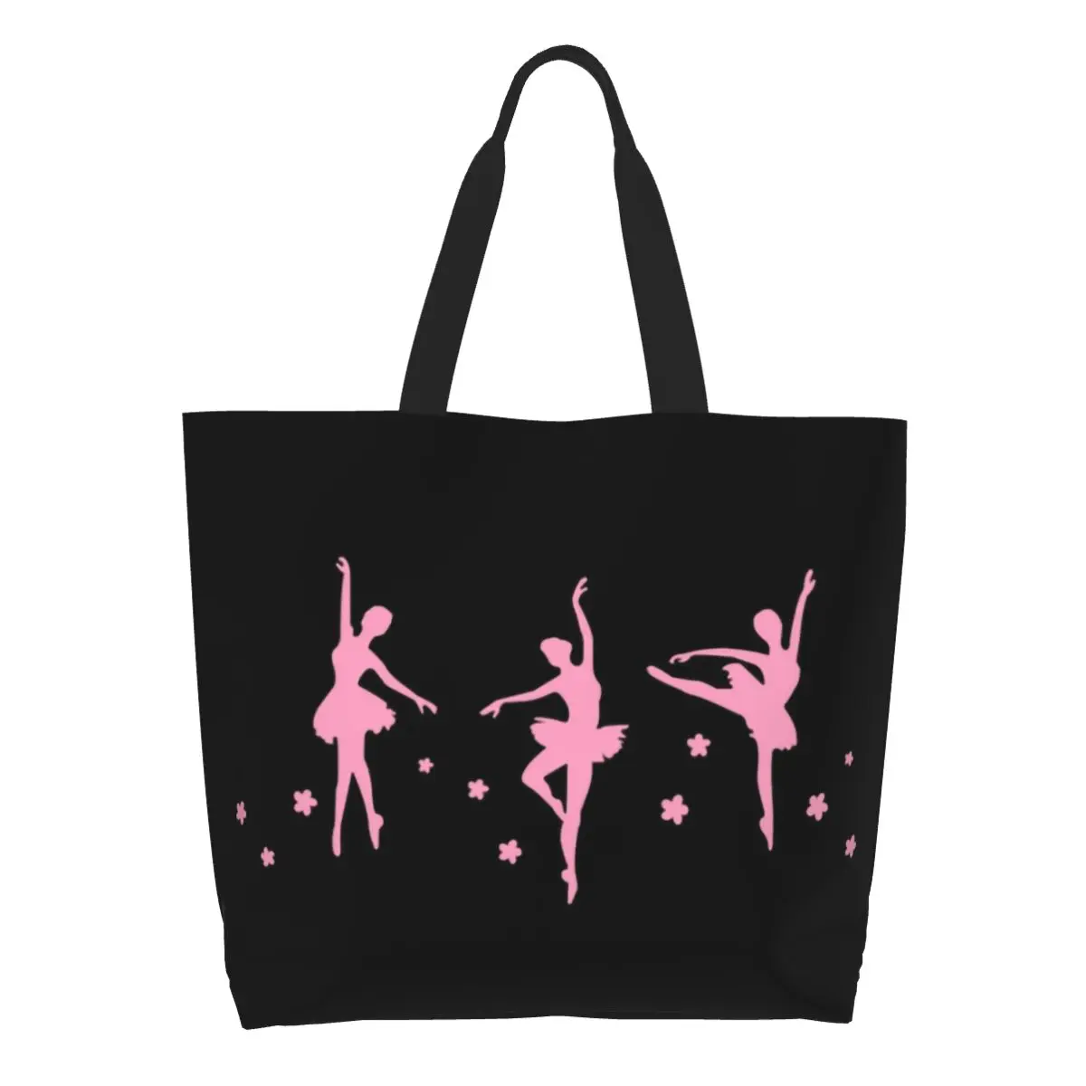 Cute Ballet Dancing Grocery Shopping Tote Bag Women Ballerina Dance Dancer Canvas Shoulder Shopper Bag Big Capacity Handbags