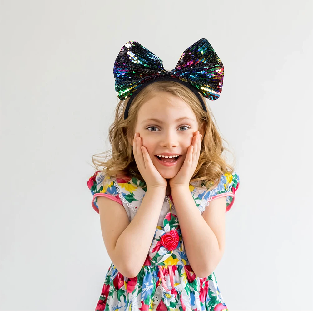 

2Pcs Sequins Bow Headb Kids Hairb Festival Party Props Lightweight cosplay head accessory for kids carnival hair
