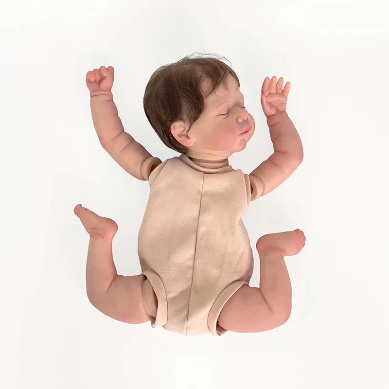 Kit de poupée nouveau-né 19 pouces, bébé Quinlyn, réaliste, doux au toucher, déjà peint, poupée inachevée avec racine de main et cheveux