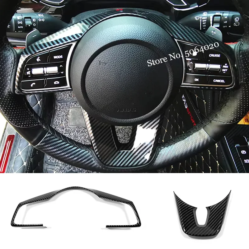 Für KIA Ceed Forte K3 Seltos XCeed Sonet ProCeed ABS Carbon-Faser Auto Lenkrad Knopf-Aufkleber Dekoration Abdeckung Zierleiste 2 Stück