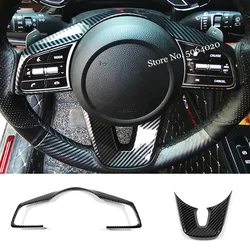 For KIA Ceed Forte K3 Seltos XCeed Sonet ProCeed ABS Carbon fiber Car steering wheel button Sticker Decoration Cover Trim 2PCS