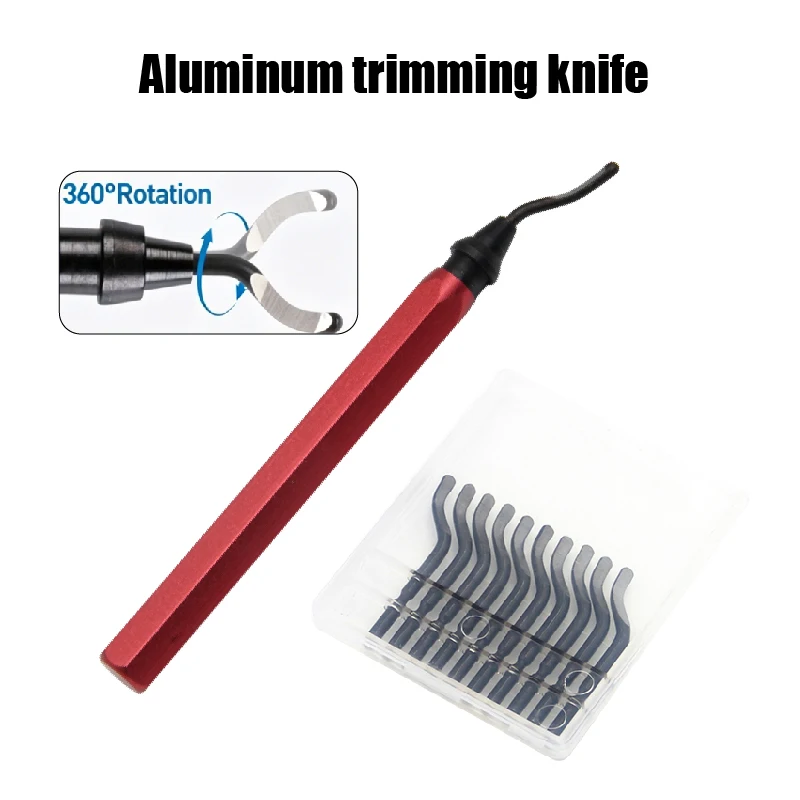 Red Handheld Aluminum Trimming Knife Metal Plastic Deburring Tool Edge Chamfering Inner Hole Scraper for Waste Edge Removal