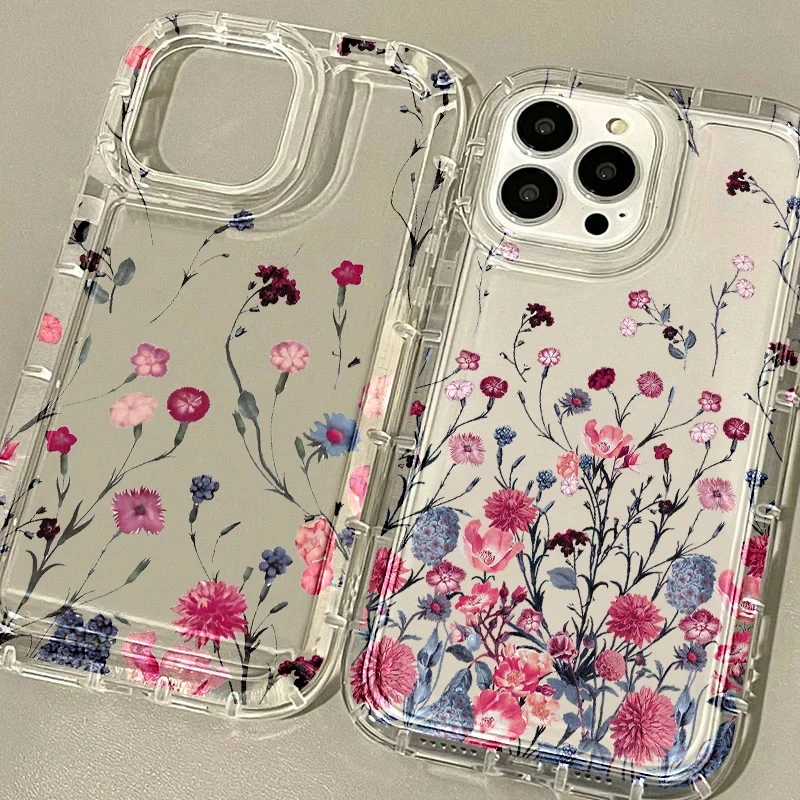 Flower Phone Case For iPhone 13 Case iPhone 11 15 12 16 14 Pro Max XS XR X 7 8 16 Plus SE 2020 Aesthetic Floral Cute Cover Cases