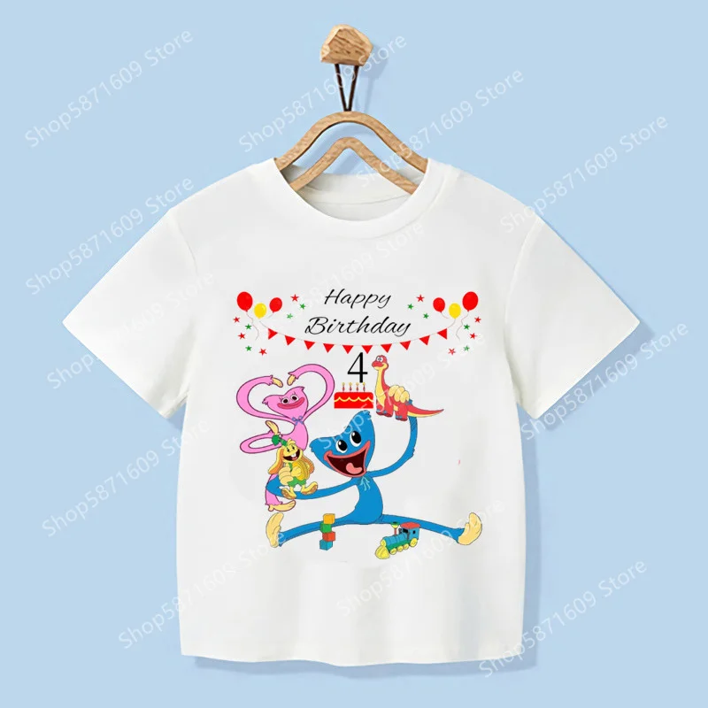 Game Time Children's Birthday T-shirt Cake Dinosaur Train Digital Boys and Girls T-shirt Cute Fashion Short Sleeve Top