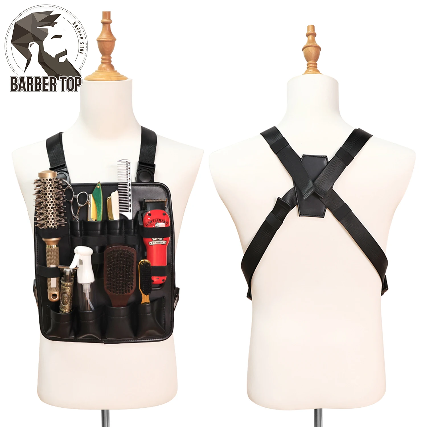 NEW Type Barber Stylish Haircut Tool Storage Chest Bags Professional Leather Functional Chest Rigs Bag For Hairdresser