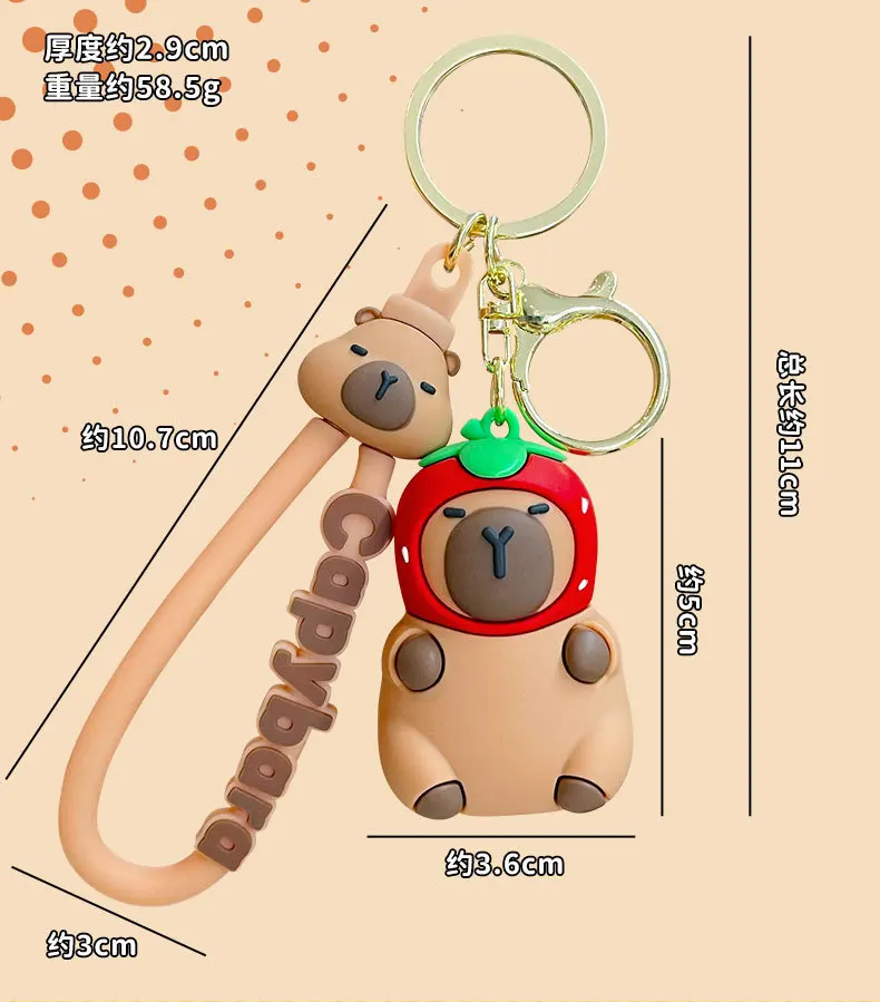 Cartoon Capibala Keychain Capybara Doll Key Chain Cute Guinea Pig Animal Keyring For Men Women Car Pendant Gift Accessories