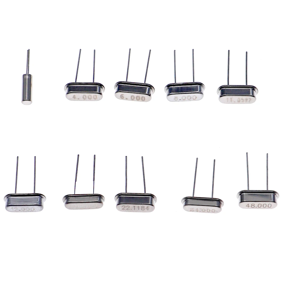 10Values HC-49S Quartz Resonator DIP-2 Crystal Oscillator Kit 4MHz 6MHz 8MHz 11.0592MHz 12MHz 16MHz 22.1184MHz 24MHz 25MHz 48MHz