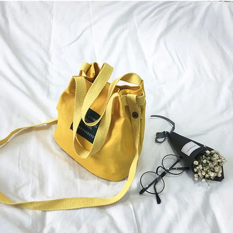 Modna damska płócienna torebka na ramię Tote Purse Cute Travel Bucket Bag Yellow