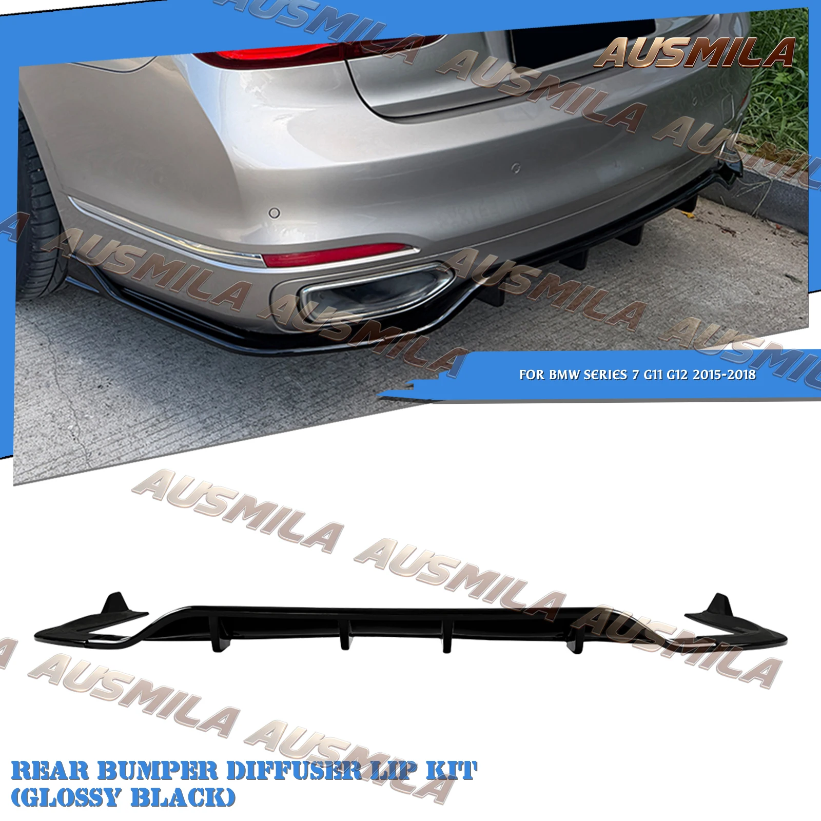 Car Rear Bumper Splitter Diffuser Lip Lower Spoiler Plate Guard For BMW 7 Series G11 G12 2015-2018 Standard Version