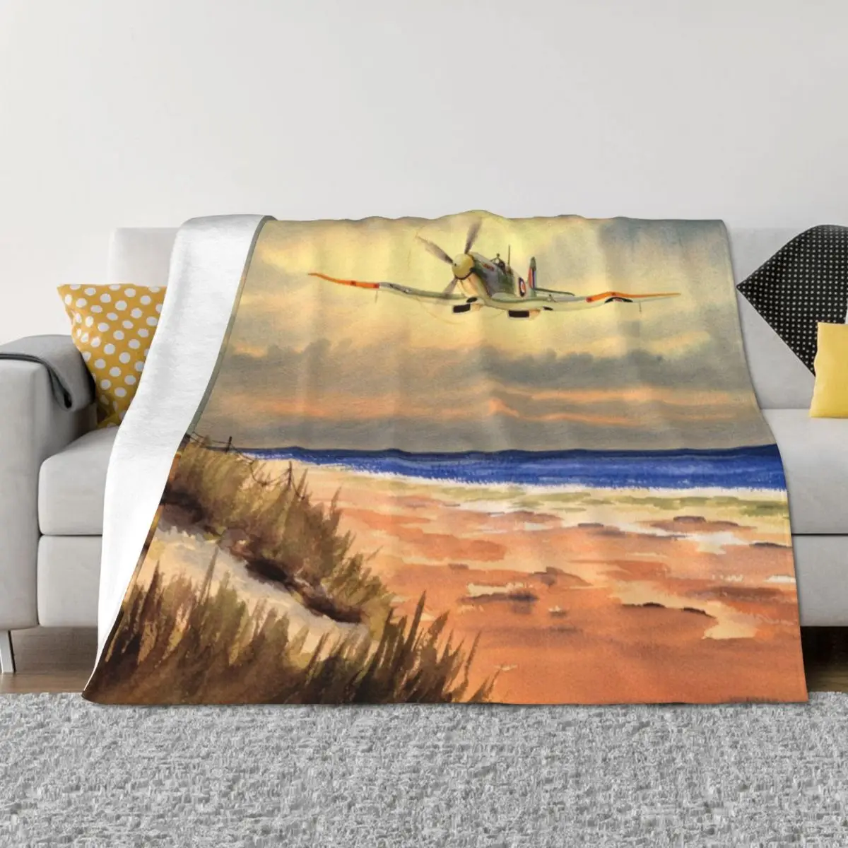 

Spitfire MK 9 Throw Blanket Bed Fashionable Blankets For Sofas Retros cosplay anime Blankets