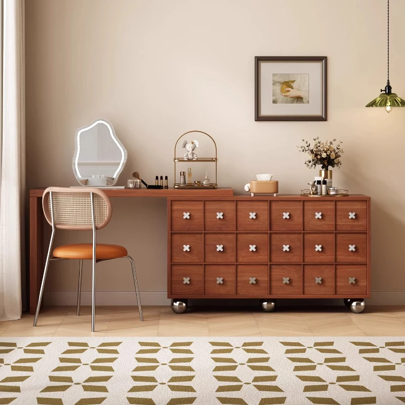 

New Dressing Table Bedroom Modern Simple Antique Style Makeup Table Bucket Cabinet Integrate Small Household Corner Makeup Table