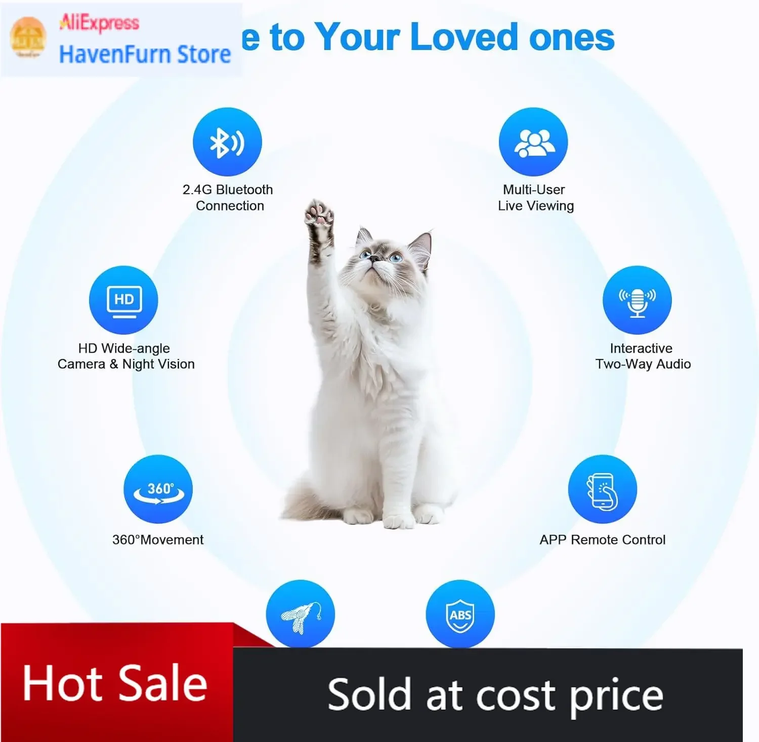 Robot de Compañía para Mascotas con Cámara HD 720P, Juguete Interactivo para Perros y Gatos, 360 ° Movimiento, Visión Nocturna, Audio Bidireccional