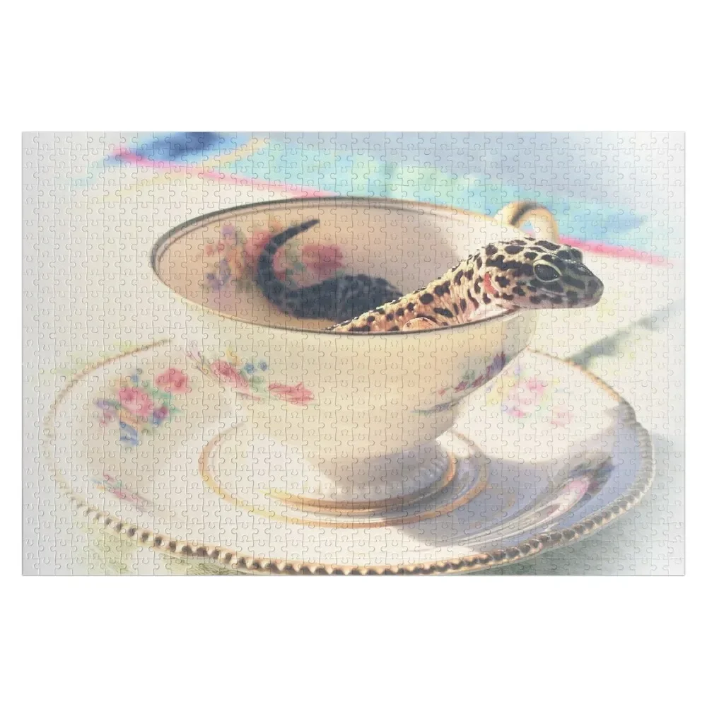 

A Nice Cup of Gecko Jigsaw Puzzle Wooden Name Custom Personalized Wooden Compositions For Children Iq Scale Motors Puzzle