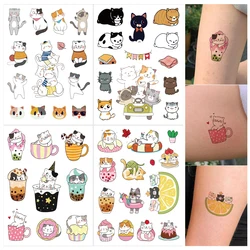 4pcs Cute Cartoon Animals Temporary Tattoo Sticker for Girls Small Waterproof Fashion Fake Tattoo Wrist Body Art Dog Cat Taty