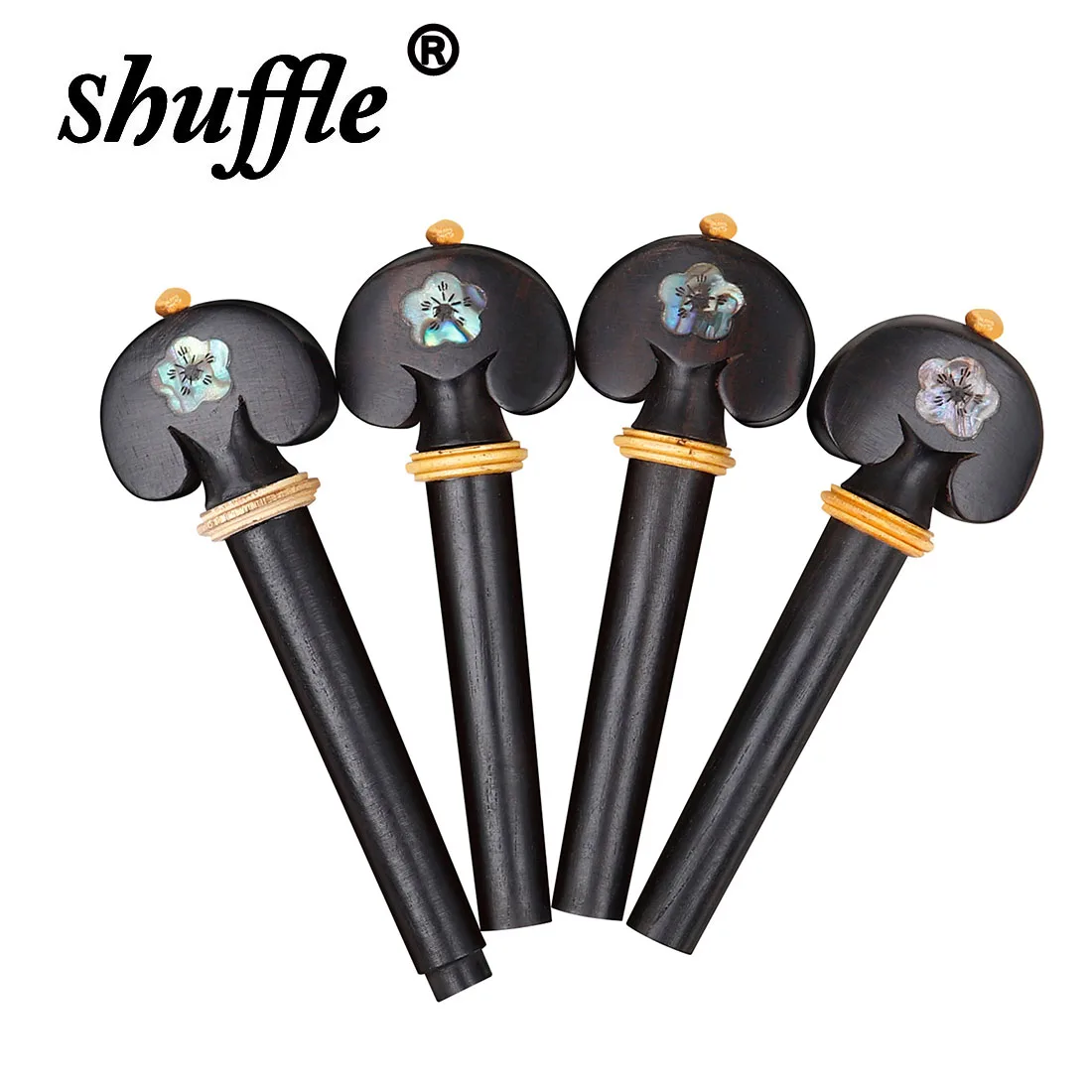 

4 Pcs Ebony Violin String Shafts Suitable For Violin Hand-carved Abalone Shell Musical Instrument Accessories Violin Parts