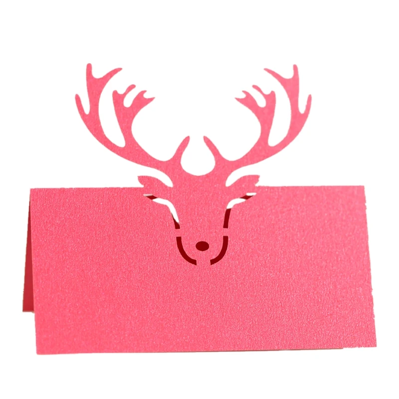 50pcs Christmas Deer Party segnaposto colorato Festival celebrazione nome Seat Card per la decorazione della tavola biglietto di auguri all\'ingrosso