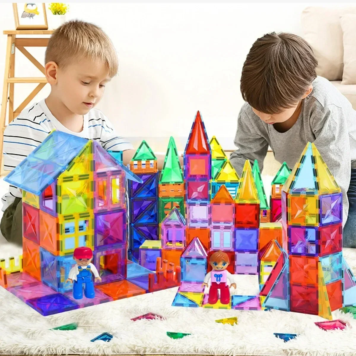 Magnetic Building Blocks Construction Sets Big Size Strong Magnet Tiles Children DIY Montessori Educational Toys for Kids Gift