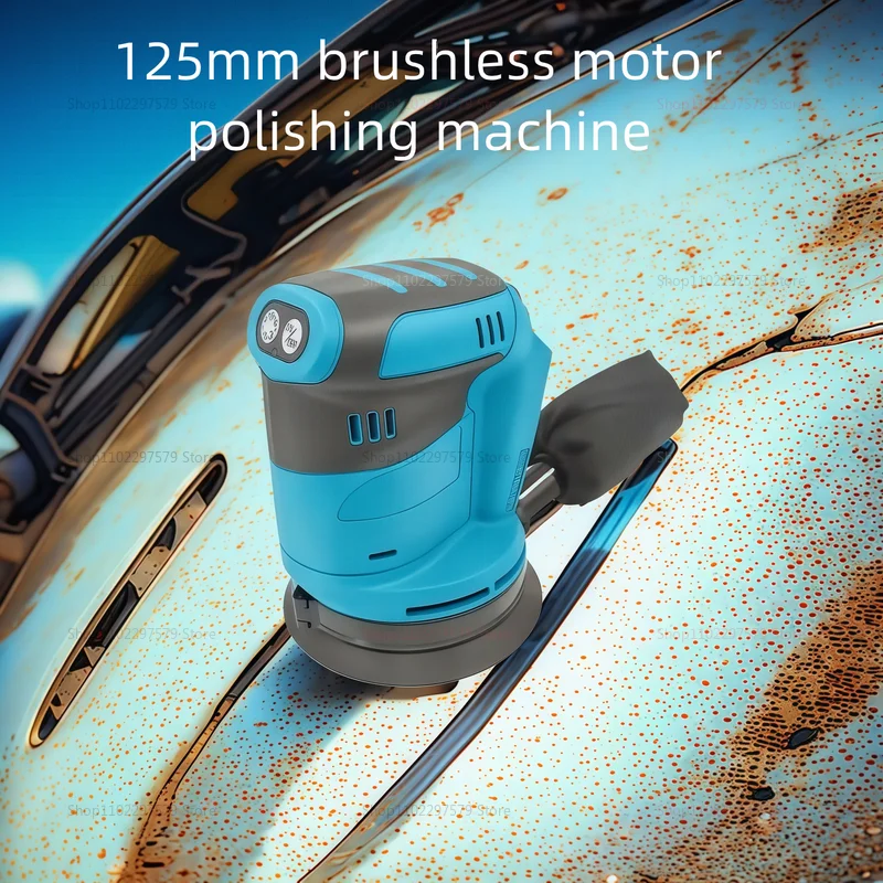 

125mm Brush Motor Cordless Orbital Sander for Wood Grinding Polishing and Waxing Compatible for Makita 18V Batteries Power Tools