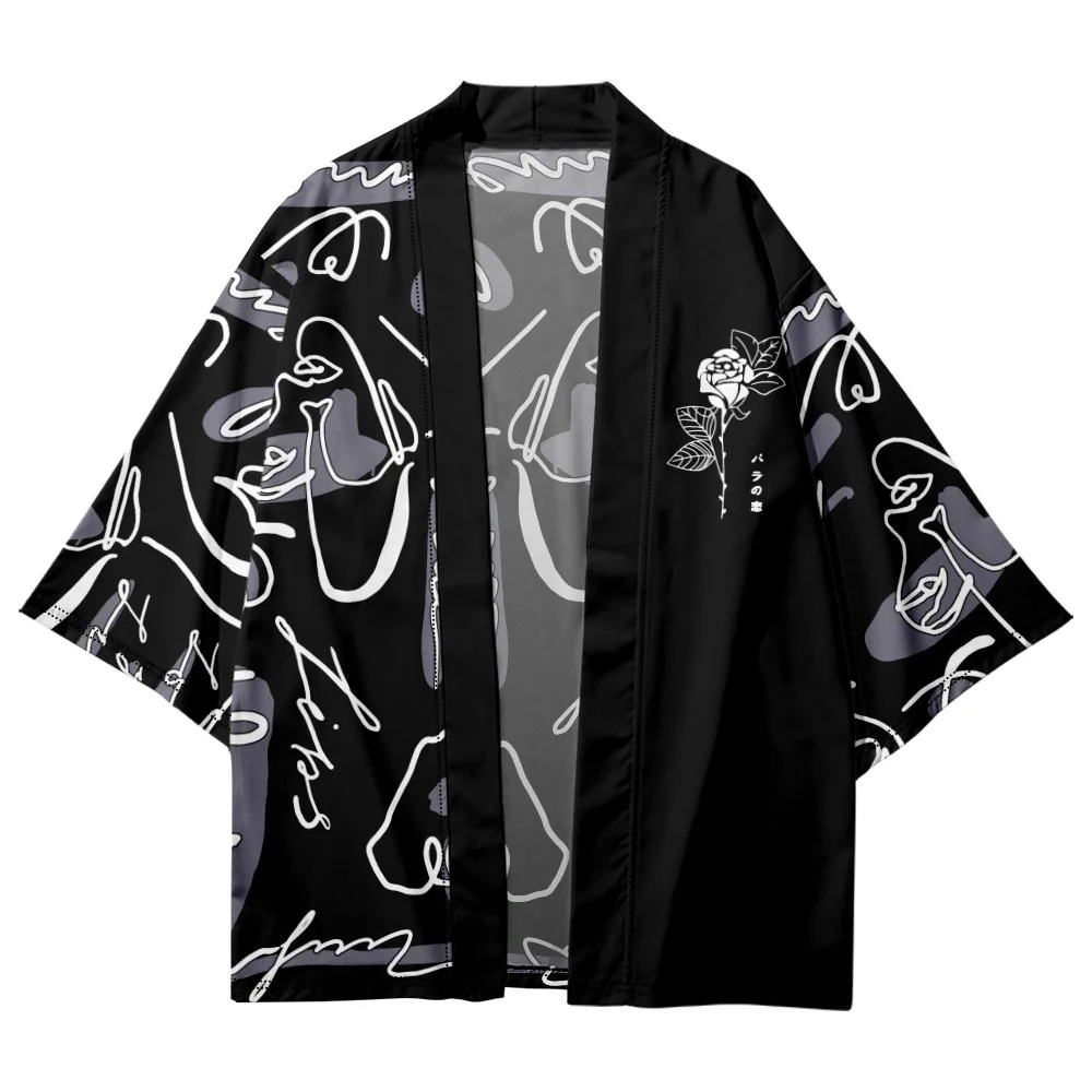 Fashion Graffiti Kimono Cardigan Oversized Haori Japanese Harajuku Women Men Cosplay Blouse Yukata Clothing