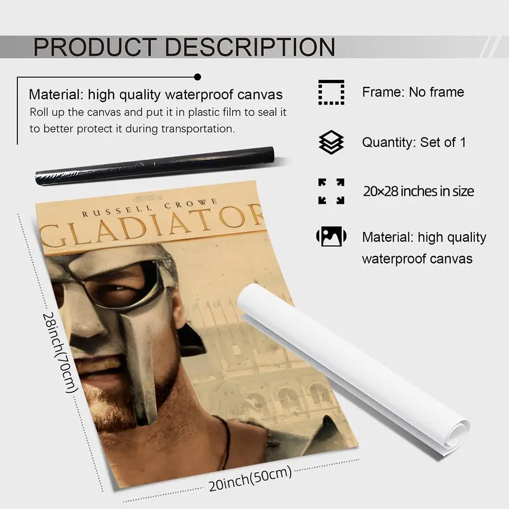 الفيلم الكلاسيكي G_GladiatorS HD الكتان قماش المشارك جدار الفن يطبع لغرفة المعيشة غرفة نوم مكتب هدية تزيين المنزل #5