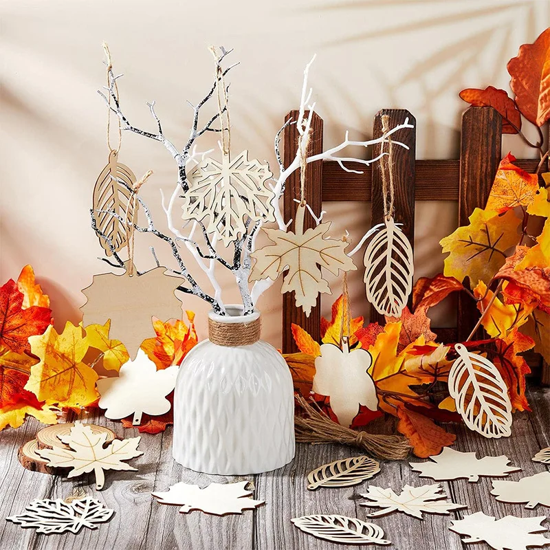 Harvest Festival Signs Maple Leaf Wooden Chips Autumn Farmhouse Country Signs Porch Decoration