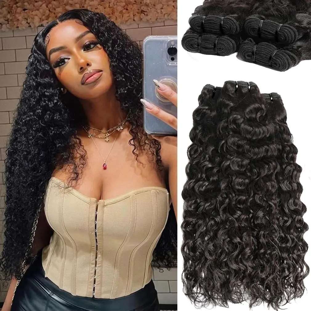 

Water Wave Peruvian Hair Weave Bundles Wavy Hair Extension 100% Remy Human Hair Water Wave 1/3/4 Bundles