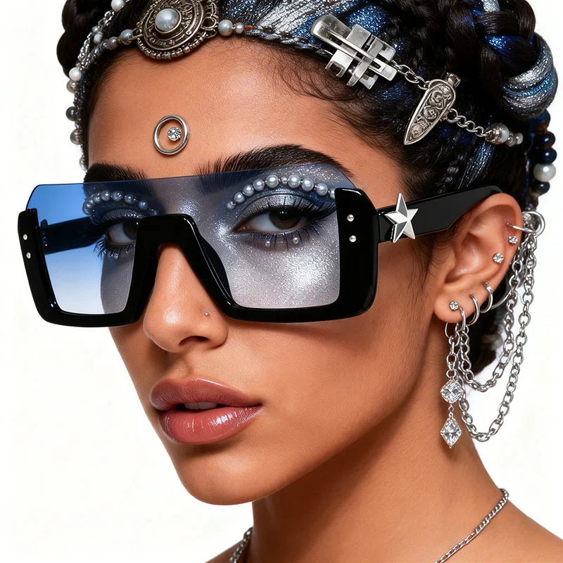 

Trendy Rivet Star Women's Glasses Y2K Hip Hop Punk Outdoor Street Style Photography Props Glasses Fashion Show Stage Sunglasses